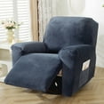 thumbnail image 1 of SUSUZI Recliner Cover 4-Pieces Recliner Stretch Armchair Slipcover, Recliner Cover 1 Seater, Furniture Couch Protector Soft with Elastic Chair Covers, Navy Blue, 1 of 6