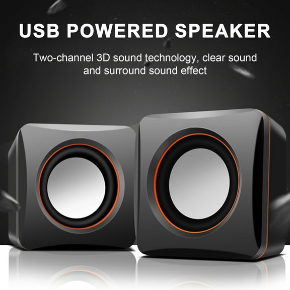 SUSUchens 1 Pair Wired Speaker Portable USB Powered Mini Loudspeaker 3.5 Jack Subwoofer Speaker for Computer Laptop Black