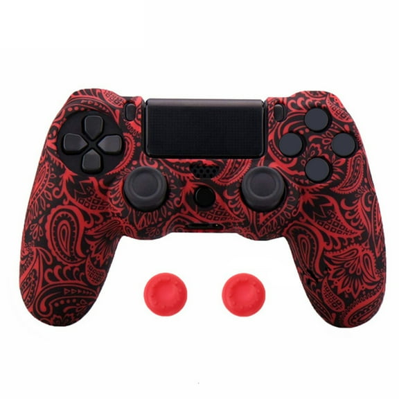 SUSUchens 1 Set Silicone Case with Joystick Cover High Flexibility Wear-resistant Dust-proof Smooth Surface Protector Removable Game Controller Skin Grip Cover Case Set for PS4 Style 4