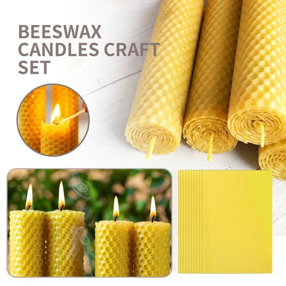 SUSUchens 10Pcs Beeswax Candle Craft Set Natural Material Safe to Use DIY Candle Making Handmade Beeswax Crafting Supplies Yellow
