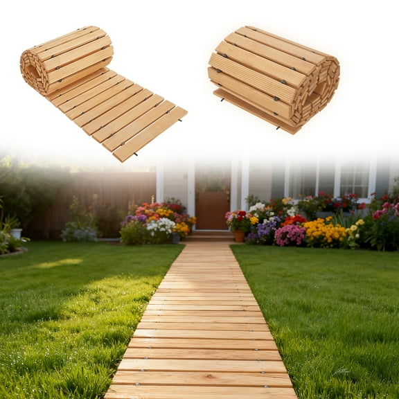 SUSUchens 12ft Garden Pathway Wooden Garden Bridge Walking Passage,Outdoor Roll out Walkway Pathway