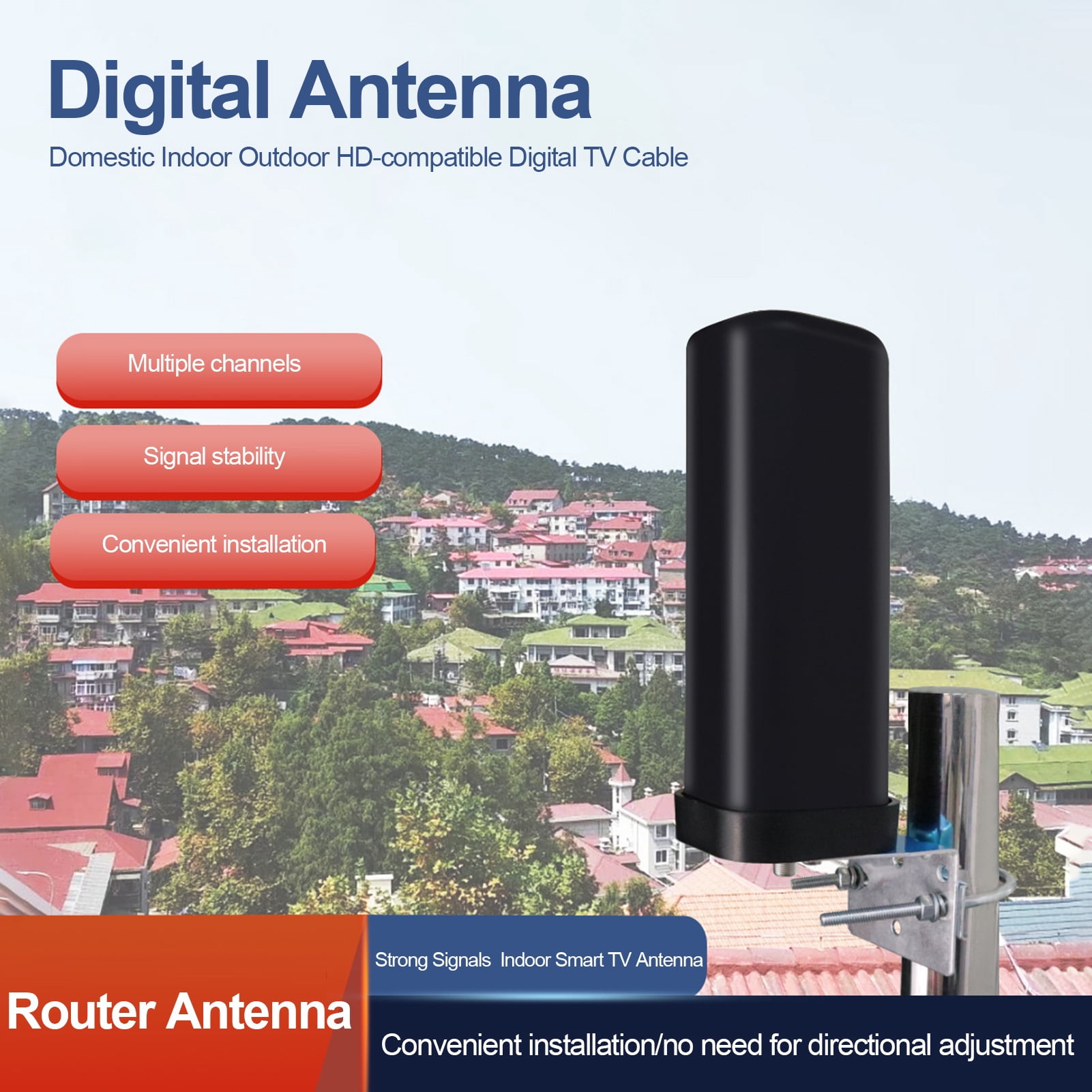 SUSUchens 4G LTE Digital Antenna Domestic Indoor And Outdoor HD-compatible Digital TV Line Black
