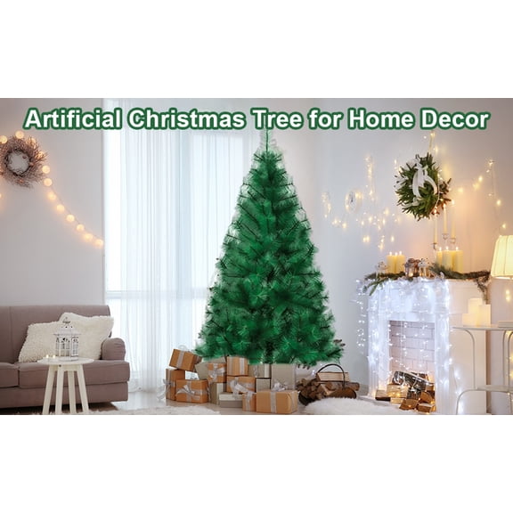 SUSUchens 7FT Artificial Christmas Tree Simulated Pine Needle Xmas Tree Imitation Pine Needle Christmas Tree with Detachable Metal Base (Green)