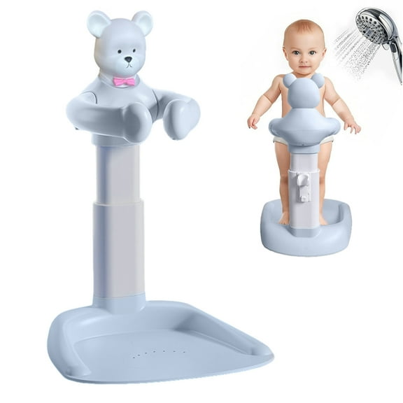 SUSUchens Baby Shower Stand Portable Bath Helper Bath Shower Standing with Adjustable Height Anti-Slip Base for 8-36 Months Baby,Grey