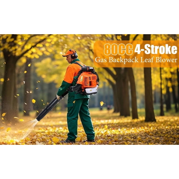 SUSUchens Backpack Gas Leaf Blower Leaf Blower,80CC Up to 900CFM 3.5kw/7250r/min Powerful Clearing (Orange)
