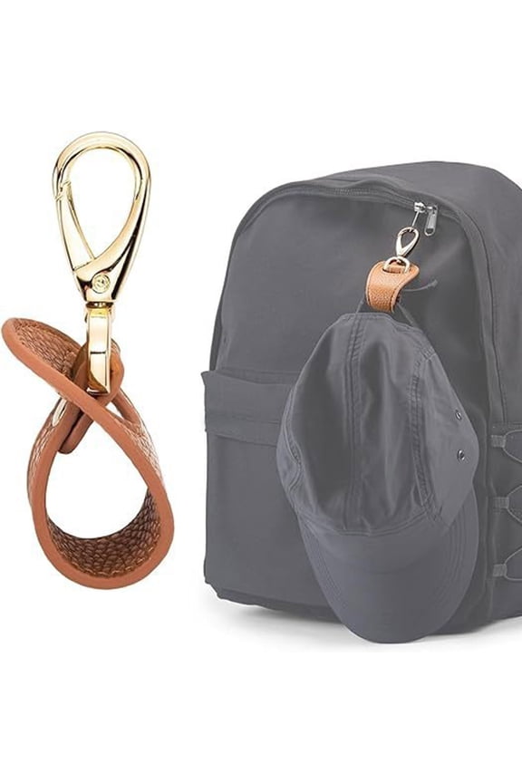 Baseball Hat Organizer Lobster Clip Faux Leather Cap Clip Keep Tidy Protect Hat from Falling Outdoor Hands Free Hat Headband Gloves Holder for Purse Luggage Brown