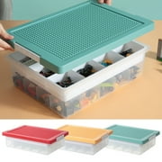 SUSUchens Building Block Storage Box with Removable Cover Multi Compartments Large Capacity Transparent Art Craft Storage Organizer Stackable Bins for Lego Green