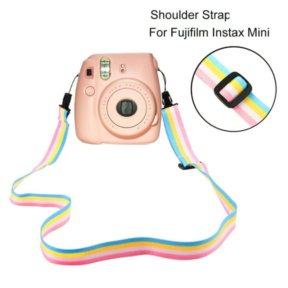 SUSUchens Camera Shoulder Strap Adjustable Flexible Anti-drop Portable Instant Film Camera Rainbow Carry Strap for Mini11/8/9/25/90/7c Pink