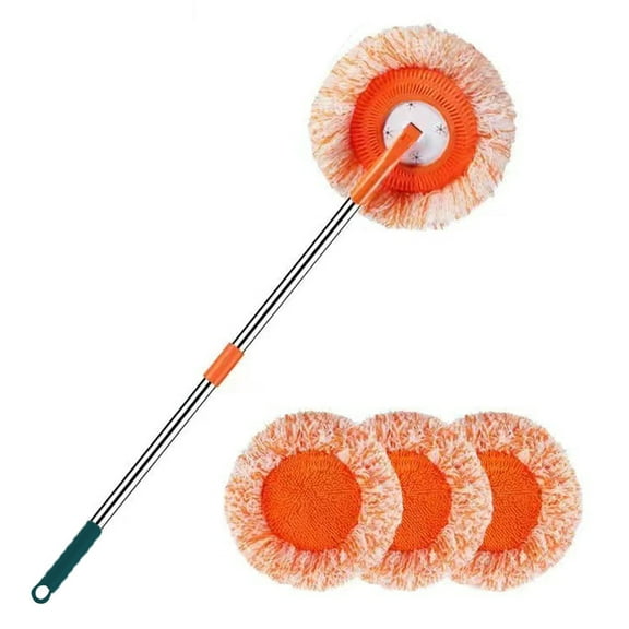 SUSUchens Cleaning Mop with Retractable Extended Handle Multi-Angle Rotating Head Dry Wet Use Cleaning Mop with 3 Reusable Heads 1 Set
