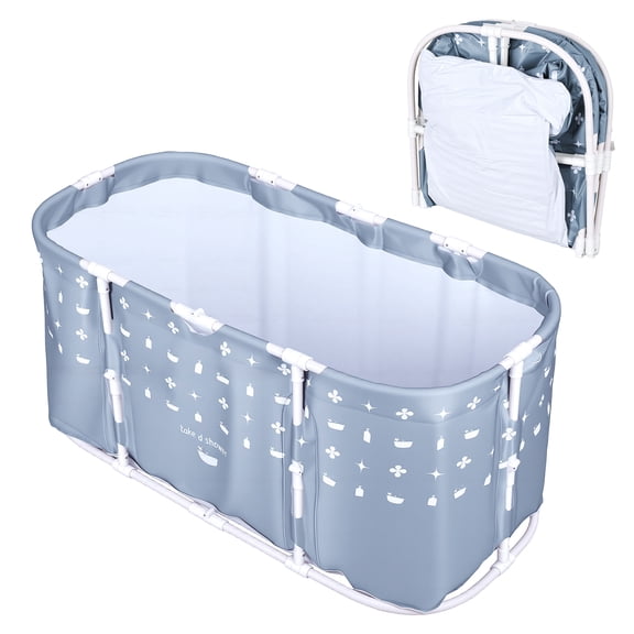 SUSUchens  Collapsible Portable Family Soaking Tub for Adults,45" Large Foldable Bathtub for Shower Stall,Non-inflatable Spa Tub for Hot, Ice Bath,No Installation Required (Grey)
