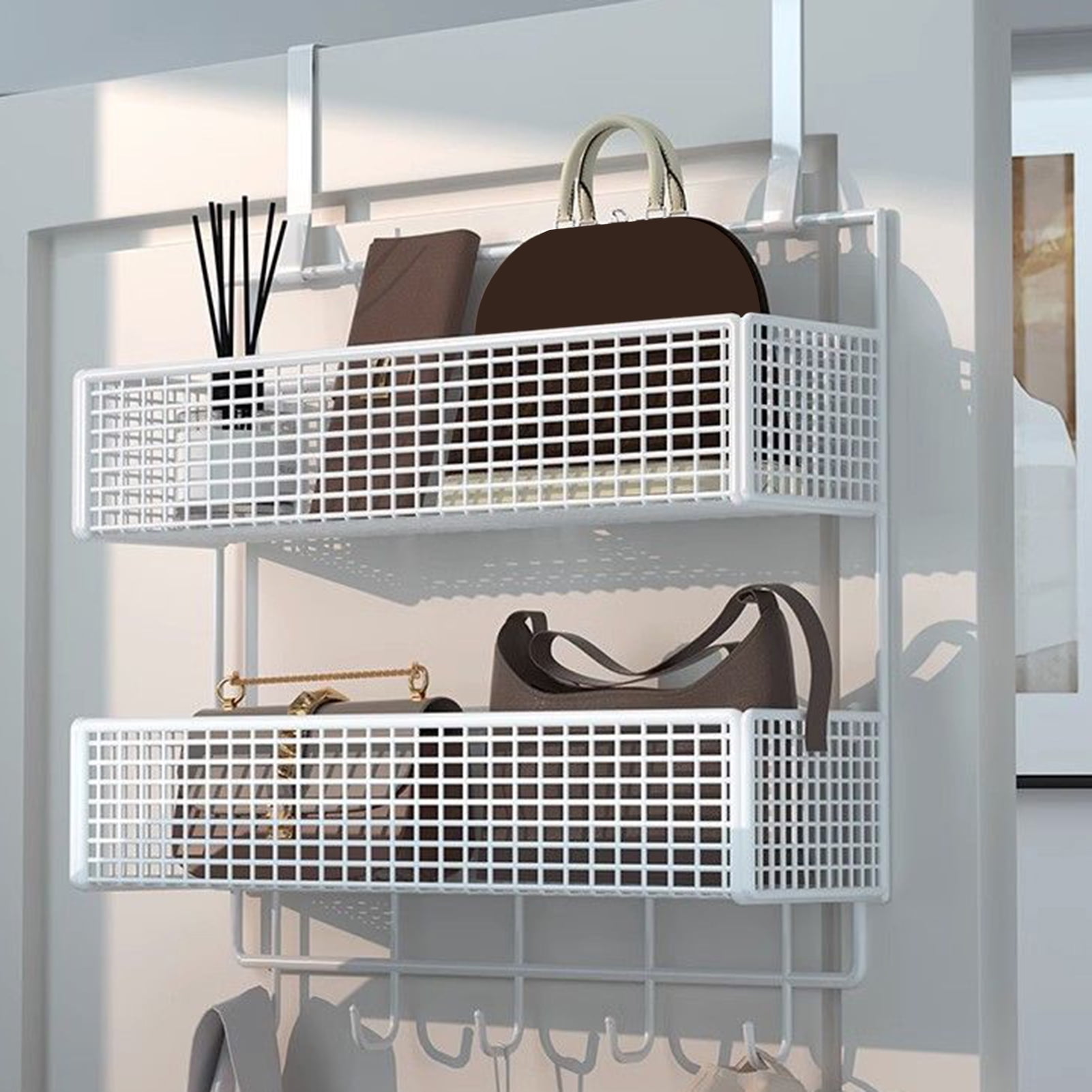 SUSUchens Door Organizer Storage Rack with Hooks Sturdy Construction ...