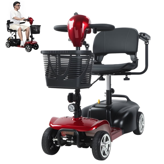 SUSUchens Electric Mobility Scooter for Seniors,24v 250w 4-Wheel Heavy Duty Scooter Long Range Electric Scooter with Charger & Basket, Puncture-Proof Tires