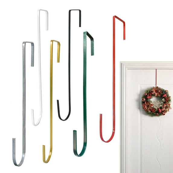 SUSUchens Front Door Christmas Hook Wreath Hanger Strong Load-bearing Rustproof Ultra-Thin Design Easy Installation Halloween Decoration Holder Golden 15Inch
