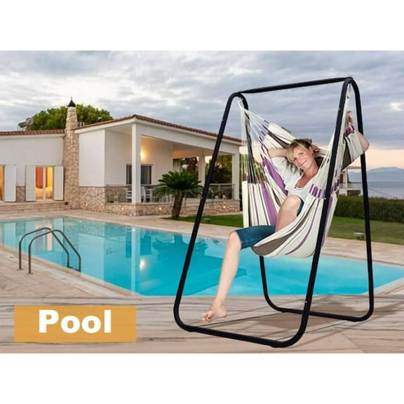 SUSUchens Hammock Chair Stand,A-shaped,Strong Load Bearing Anti-deformed Swing Seat Metal Support Rack max Bearing 220lbs (Black)