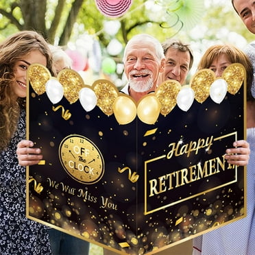 SUSUchens Happy Retirement Party Decorations Card Glitter Letter Print Happy Retired Guest Book Exquisite Design Party Favor Black