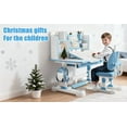 thumbnail image 1 of SUSUchens Kid's Study Desk Chair Set Children's Desk and Chair Set, 0-50° Tiltable Desktop Height Adjustable with Large Bookshelf and Storage Drawer Metal Frame _Blue, 1 of 10
