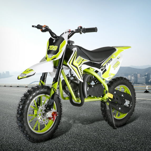 SUSUchens Kids Dirt Bike off Road Mini Motorcycle,49cc 2-Stroke Gas Power Motocross,Children Pocket Motorbike with Front Rear Disc Brakes,Maximum Speed 30km/H _green