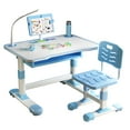thumbnail image 1 of SUSUchens Kids Study Desk Chair Set, Height Adjustable Toddlers Writing Table with Tiltable Reading Stand LED Table Light, Living Room Bedroom Children Learning Table with Extra Large Drawer _Blue, 1 of 13