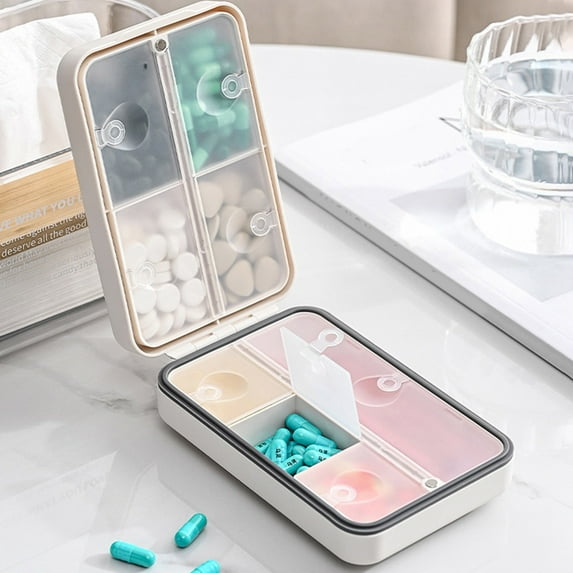 SUSUchens Magnetic Pill Box Waterproof Good Seal 7 Days Weekling Pill Organizer 8 Compartments Portable Pill Dispenser Outdoor Medicine Fish Oil Vitamin Storage Case Blue