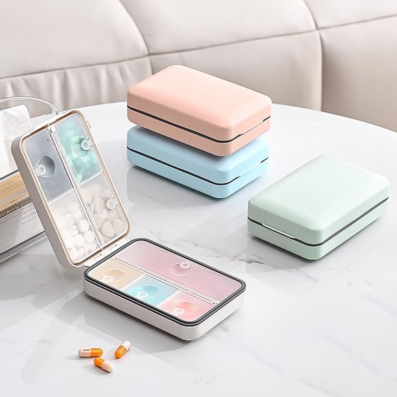 SUSUchens Magnetic Pill Box Waterproof Good Seal 7 Days Weekling Pill Organizer 8 Compartments Portable Pill Dispenser Outdoor Medicine Fish Oil Vitamin Storage Case White