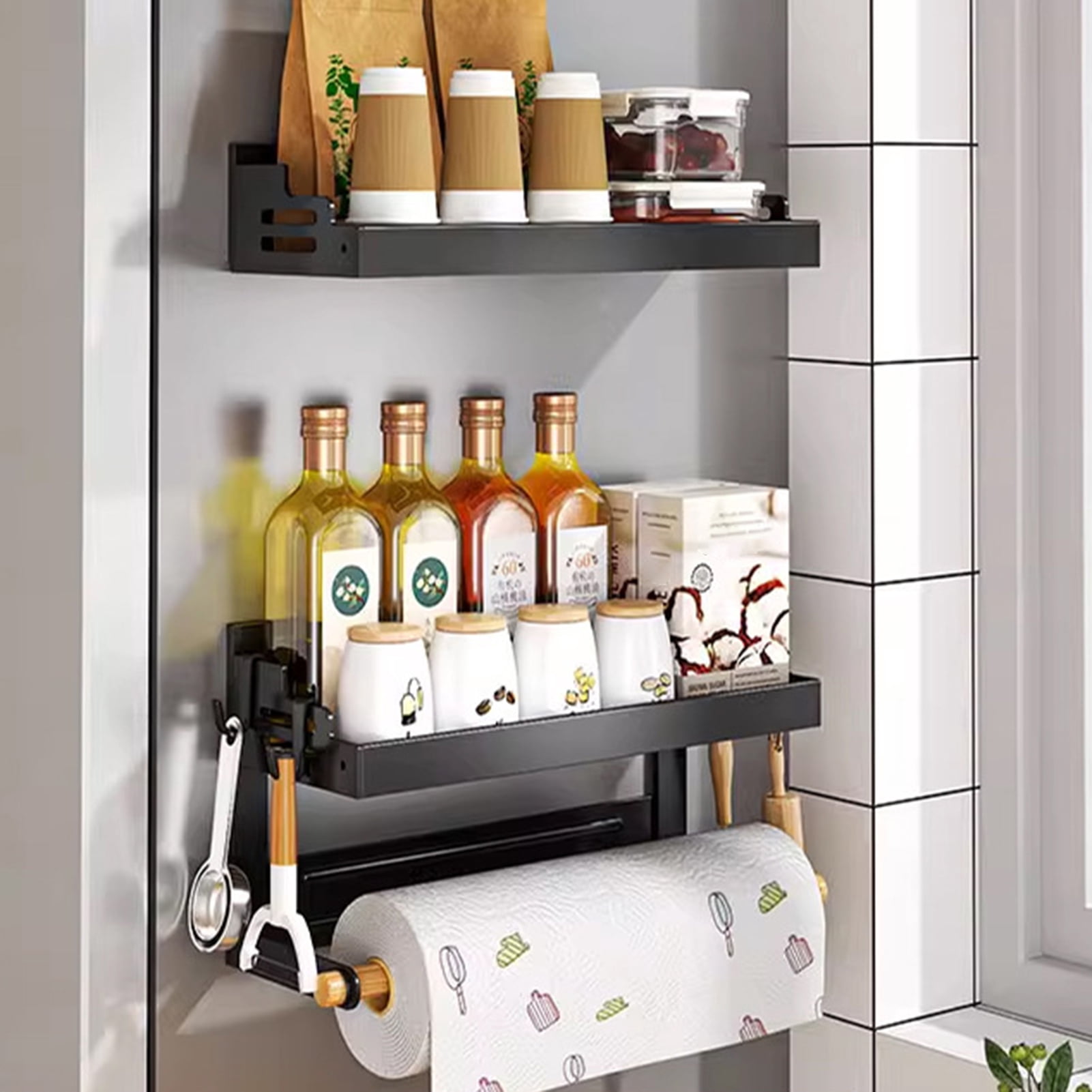 SUSUchens Magnetic Storage Rack with Paper Towel Holder Strong Load ...