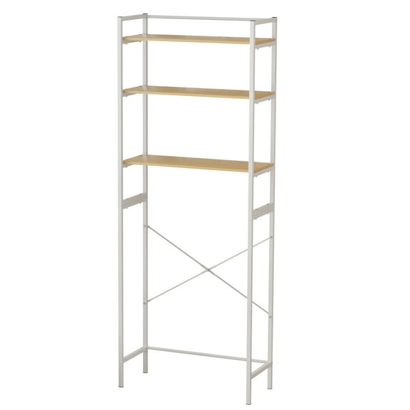 SUSUchens Medium Over Washer and Dryer Shelves, 3-Tiers Bathroom Storage Shelf, Washing Machine Storage Utility Rack, Laundry Room Storage and Organizer Standing Shelf _White