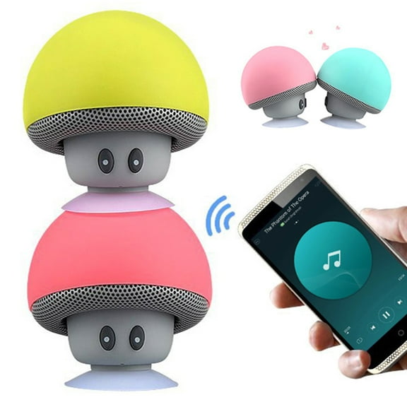 SUSUchens Portable Mini Cute Mushroom Waterproof Sucker Bluetooth-compatible Speaker Bass Sound Box