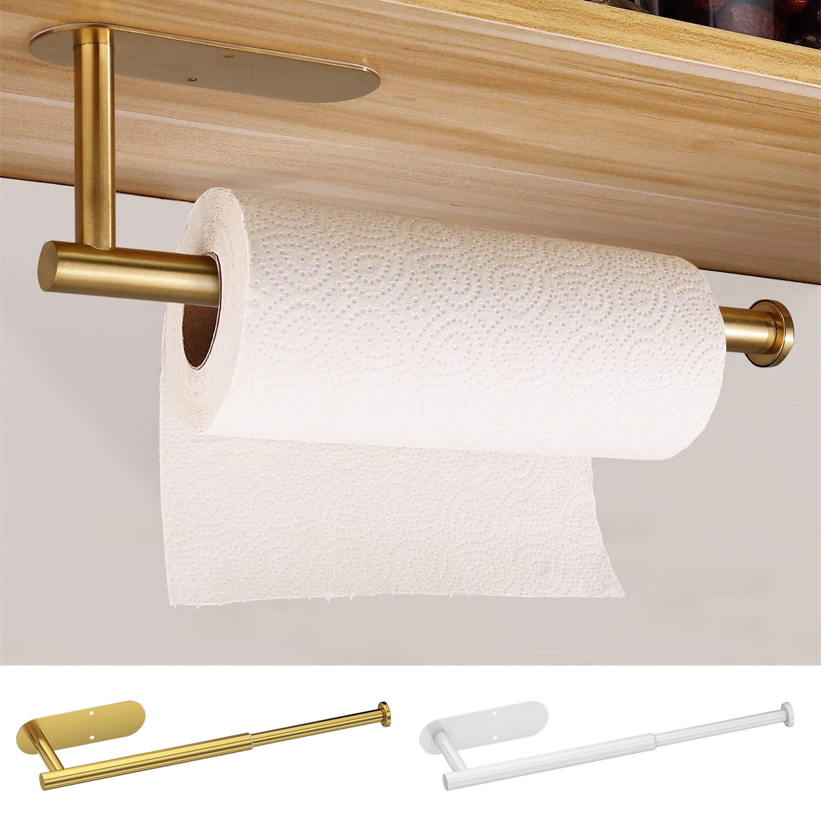 Golden Stainless Steel Wall-Mounted Retractable Paper Towel Holder
