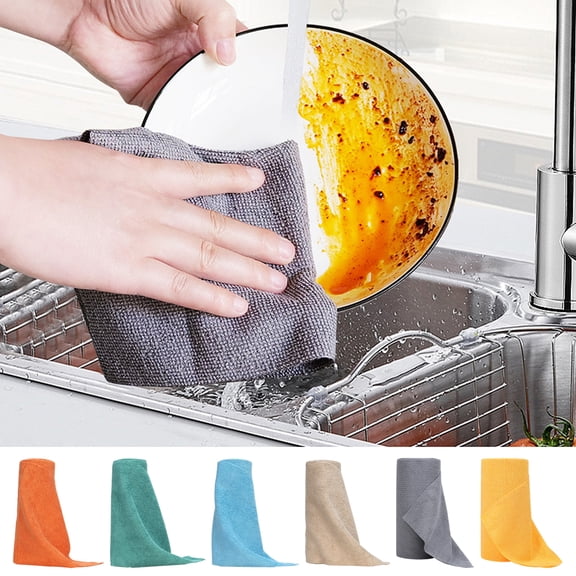 SUSUchens Reusable Cleaning Cloth Tear-off Washable Dust Rags Microfiber Quick-drying Towels Roll Cleaning Towel for Kitchen House Car Blue