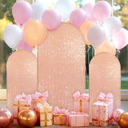 BalsaCircle 8 feet Champagne Big Payette Sequin Hexagon Backdrop Stand ...