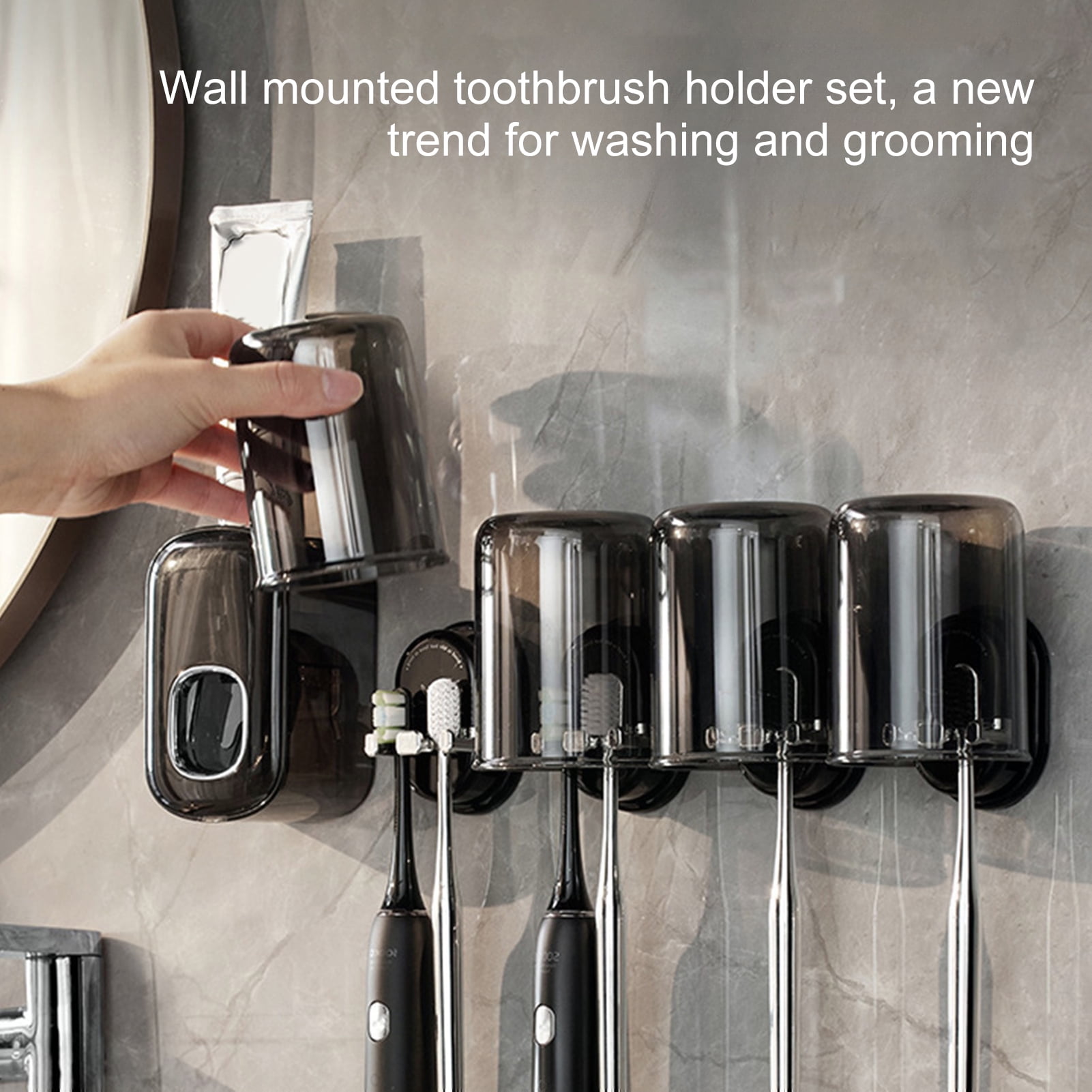 SUSUchens Toothbrush Rack Wall-Mounted Holder No-Punch Installation ...