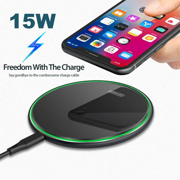 SUSUchens Ultra-thin Round 15W Qi Wireless Charging Pad Phone Charger for Samsung Galaxy