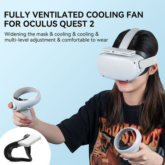 SUSUchens VR Cooling Fan Multi-speed Adjustable Comfortable Heat Dissipation Soft VR Headset Air Circulation Radiator Facial Cover for Oculus Quest 2 White