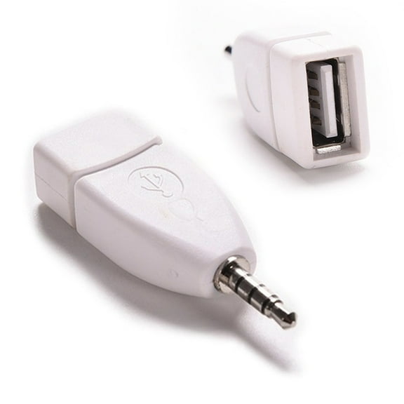 SUSUchens Vehicle 3.5mm Male Aux Audio Plug Jack to USB 2.0 Female Converter Adapter White