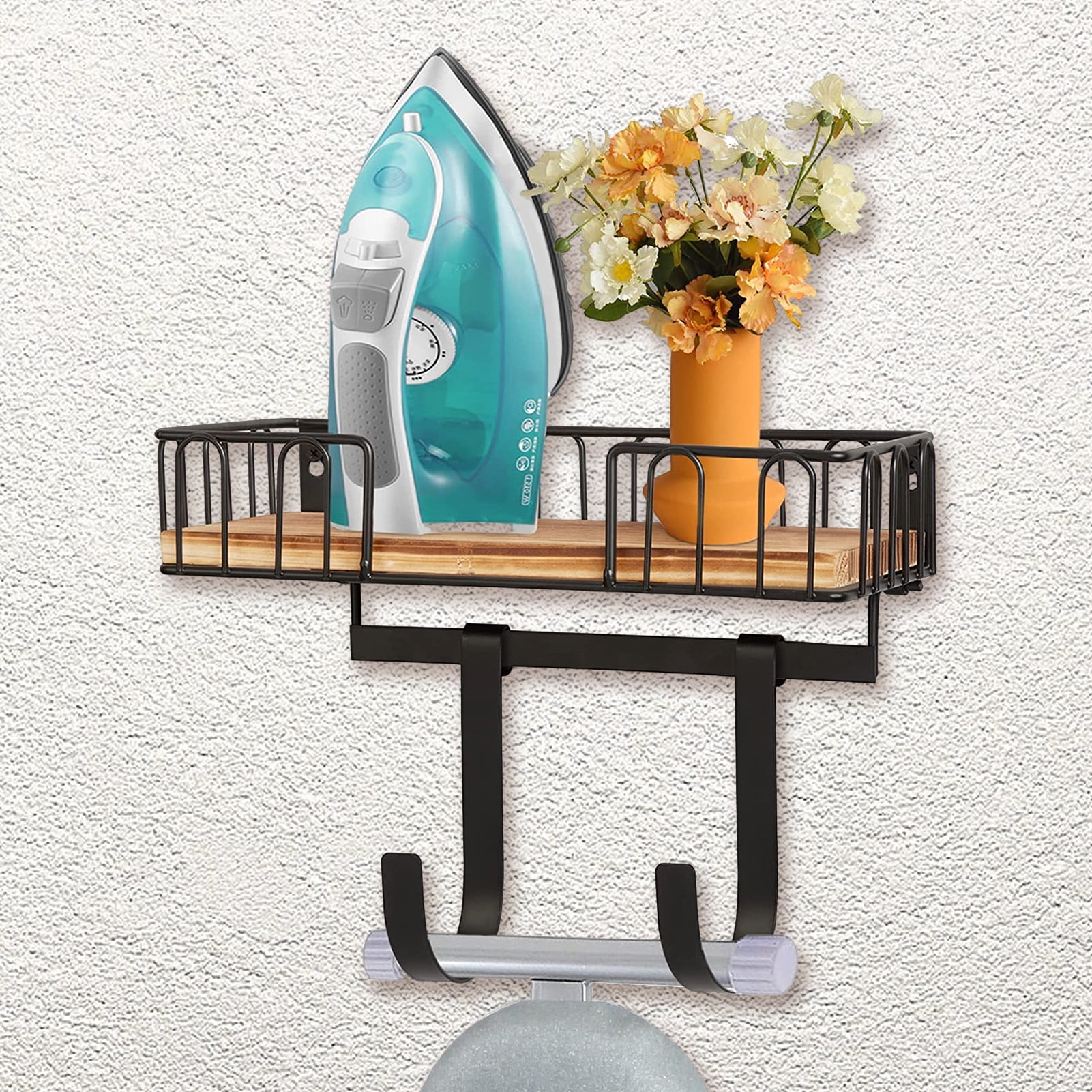 SUSUchens Wall Mount Ironing Board Hanger Storage Rack with Hooks Easy ...