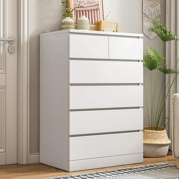 SUSUchens White Tall Dresser Bedroom Dresser and Chests of Drawers with 6 Wood Drawers,Large Wood Dresser for Bedroom Closet,24" x 17" x 43"