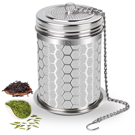 SUSWIM 1 Pack Tea Ball Infusers for Loose Tea, Extra Fine Mesh Tea Ball Infusers with Drip Trays, 304 Stainless Steel Tea Ball Infusers, Tea Ball Infusers for Teapot, Brew Tea