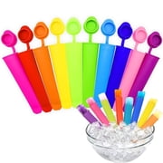 SUSWIM 10 Pack Silicone Popsicles Molds for Kids, Reusable Ice Pop Mold with Lids Multi-Color DIY Frozen Ice Popsicle Maker Tubes for Summer Yogurt Jelly Chocolates Solid Color