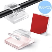 WLGJL 100PCS Cable Clips, Adhesive Wire Clips Strong Cord Clips Wire Holders, Cable Management Clips for Desk, Wall, Car, TV, Ethernet Cable，（Clear）