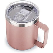 SUSWIM 12oz Stainless Steel Insulated Coffee Mug with Handle, Double Wall Vacuum Travel Mug, Tumbler Cup with Sliding Lid （3.5"x3.5"x4.3"）