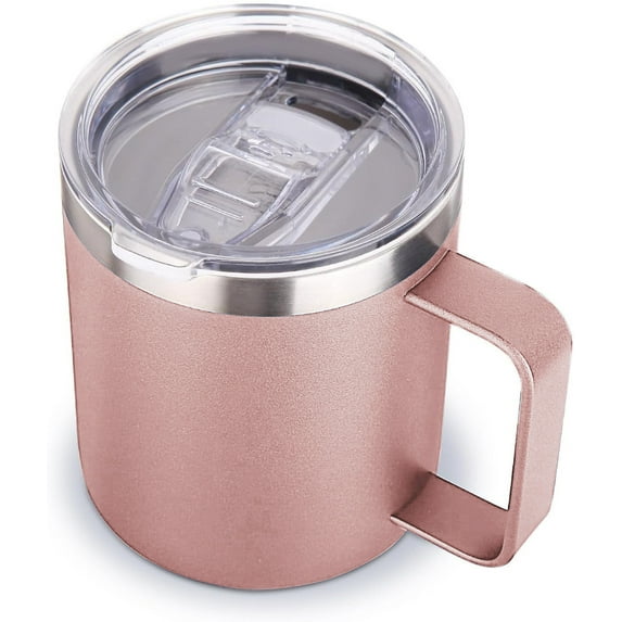 SUSWIM 12oz Stainless Steel Insulated Coffee Mug with Handle, Double Wall Vacuum Travel Mug, Tumbler Cup with Sliding Lid (3.5"x3.5"x4.3")