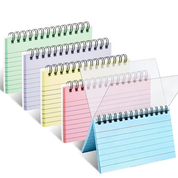 WLGJL 50 Sheets Spiral Bound Index Cards, 3x5 Inches Colored Ruled Index Cards with Ring, Colorful 5 Pack
