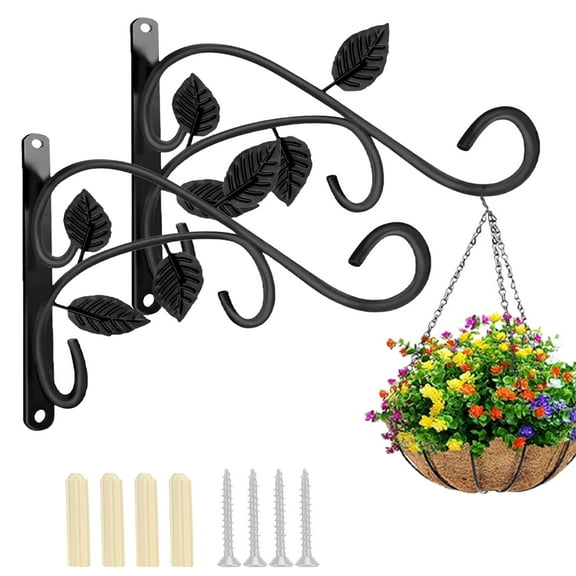 WLGJL 2 PCS Metal Hanging Hook Plants Brackets, 12 Inch Iron Wall Mount Bracket Durable Rust-Resistant Plant Hanger Hook for Hanging Plants Bird Feeder Wind Chimes Lantern