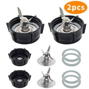SUSWIM Aftermarket Blender Replacement Parts, 2 Sets Ice Crushing Blade Kit Compatible with Oster Blenders, Includes 4-Point Blades, Jar Base Caps & Rubber O Ring Seal Gaskets
