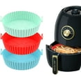 thumbnail image 1 of SUSWIM 3 Pack Air Fryer Silicone Liners 8inch Air Fryer Silicone Pot Reusable Food Grade Silicone Airfryer Liners Baking Tray Basket Accessories Replacement of Flammable Disposable Parchment Paper, 1 of 6