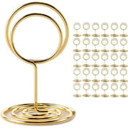 SUSWIM 30Pcs Table Number Holders, Place Card Holders, Wire Picture Holders, Small Table Card Holders, Photo Holders for Centerpieces, Wedding Reception, Party, Birthday (Gold)