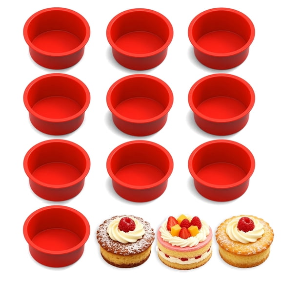 SUSWIM (6 Pack) 4 Inch Cake Pan  - Silicone Mini Smash Cake Pans, Nonstick Small Cake Pans for Smash Cake,Muffin and Egg Bites