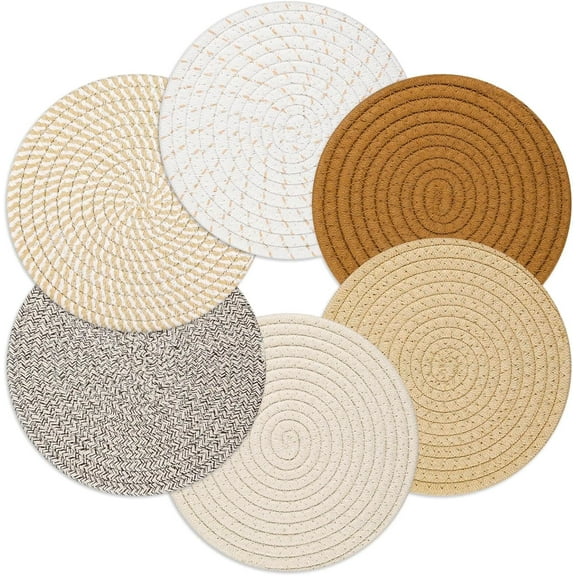 SUSWIM 7" Trivets for Hot Dishes, Hot pots and Pans, Heat Resistant Hot Pads, Pot Holders for Kitchen, Hot Plate Mats for Kitchen Countertops, Table, Home Essentials, Farmhouse Decor,6 pieces