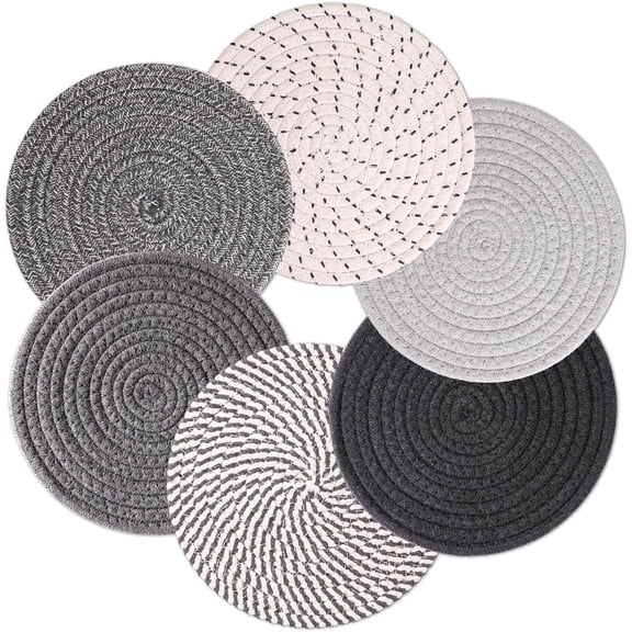 SUSWIM 7" Trivets for Hot Dishes, Hot pots and Pans, Heat Resistant Hot Pads, Pot Holders for Kitchen, Hot Plate Mats for Kitchen Countertops, Table, Home Essentials, Farmhouse Decor,6 pieces
