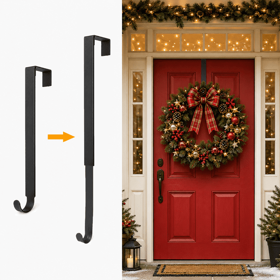 SUSWIM Adjustable Wreath Hanger, 20 Lbs Capacity, Black, 15 to 25 Inches(Black)
